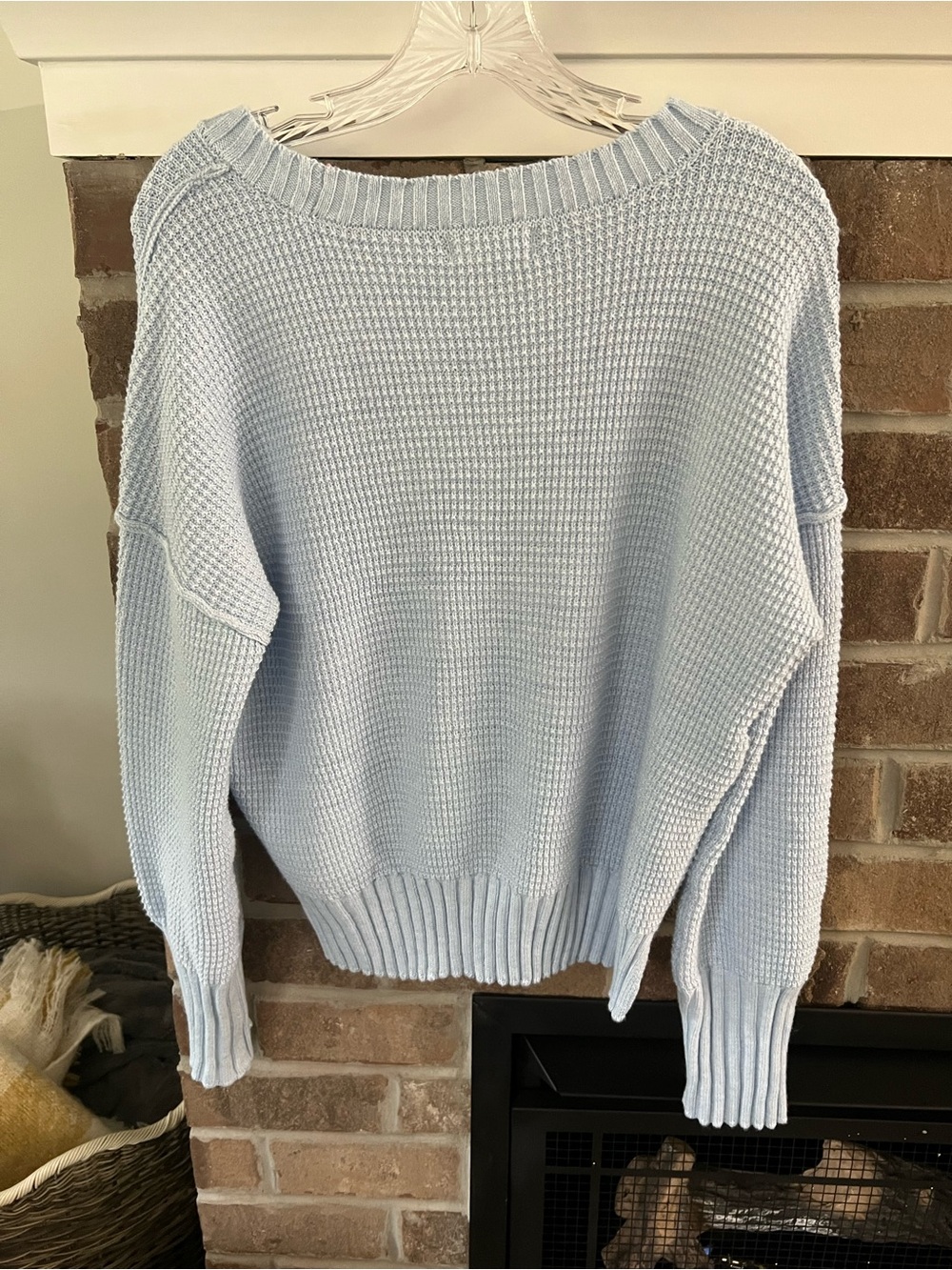 Joie Light Blue Knit Sweater - Cozy Waffle Crewneck - Picture 3 of 3